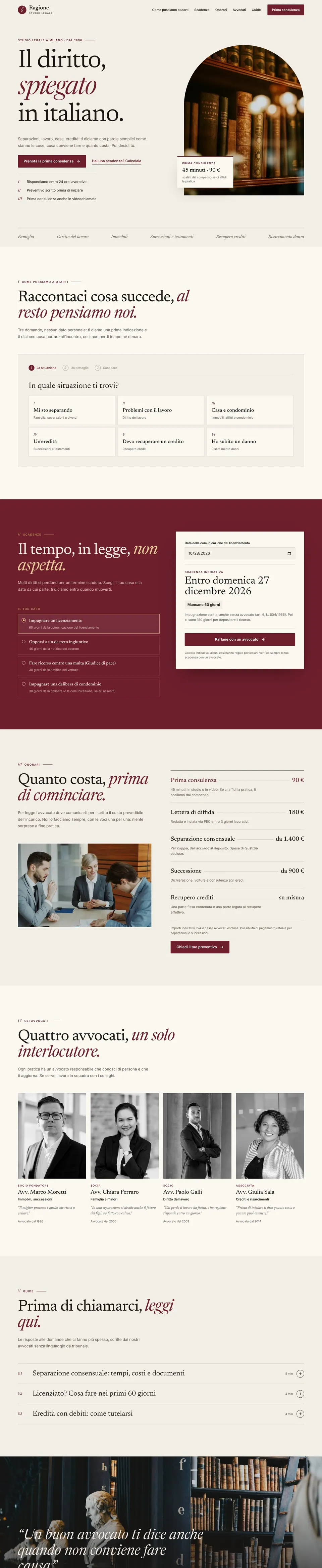 Pagina completa del sito Ragione su computer
