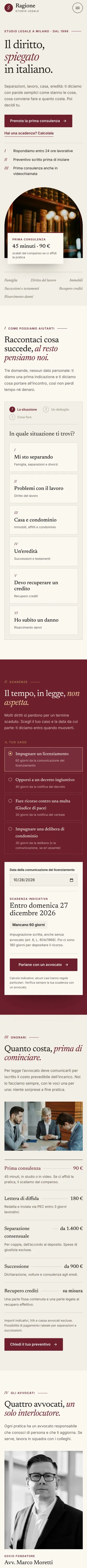 Pagina completa del sito Ragione su smartphone