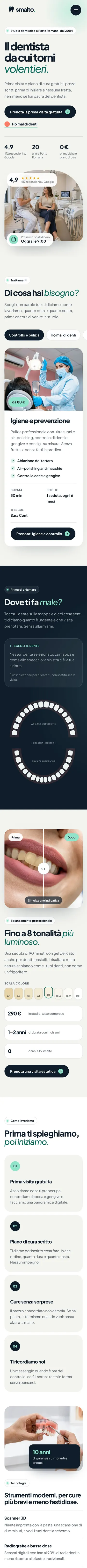 Pagina completa del sito Smalto su smartphone