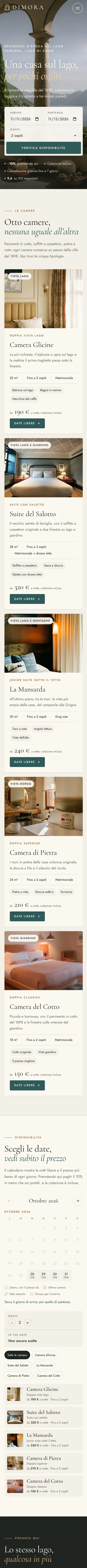 Pagina completa del sito Dimora su smartphone