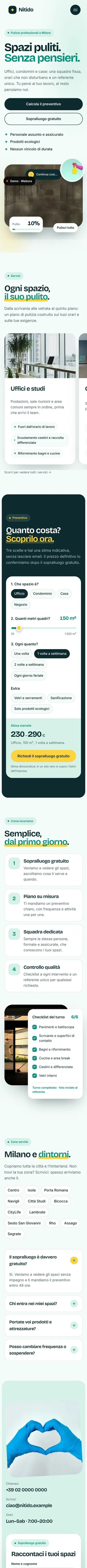 Pagina completa del sito Nitido su smartphone